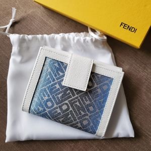 Fendi Blue and White Wallet Authentic